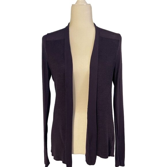 Y2K Croft & Barrow Womens Ribbed Open-Front Cardigan Size M Purple 100% Rayon - Picture 1 of 4